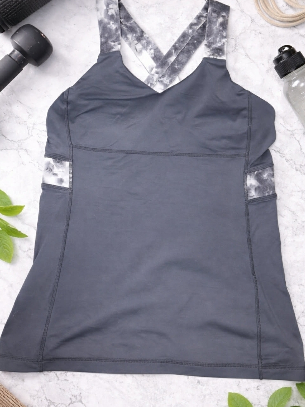 lululemon athletica Gray Tank with Marble-Print Straps